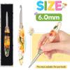 Katech 5.0mm Crochet Hook for Arthritic Hands, Hand-Polished Stainless Steel Ergonomic Crochet Hooks with Customized Sparkle Dried Floral Grip, Soft Tapered Hook-Crochet Gift for Beginner & Crocheter(6.0mm)