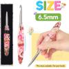 Katech 5.0mm Crochet Hook for Arthritic Hands, Hand-Polished Stainless Steel Ergonomic Crochet Hooks with Customized Sparkle Dried Floral Grip, Soft Tapered Hook-Crochet Gift for Beginner & Crocheter(6.5mm)