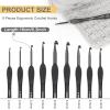 Katech 9 Sizes Crochet Hooks, Ergonomic Soft Grip Aluminum Crochet Hook Set, Black Plastic Crochet Needles for Arthritic Hands Beginners Kids Adults Ideal Crochet Lovers Gift 2.0mm(B)-6.0mm(J)(2.0mm(B)-6.0mm(J))