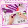 Katech Adjustable Knitting Looms Set -Customized Sizes for Your Project-Afghan Loom-Blanket Loom-Sock Scarf Loom-Hat Loom for Crocheting-Crochet Loom with Loom Knitting Book Hook Needle (All-in-one)