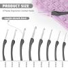 Katech Crochet Hooks 8 Pieces Different Sizes (2.5mm-6.0mm) Smooth Knitting Needles Ergonomic Handle Retro Fancy Crochet Needle Hand DIY Crafts Yarn Weaving Tools for Crochet Lovers(Black)