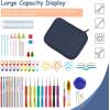 Katech Crochet Hooks Case – Portable Travel Storage Bag with Zipper, Web Pocket, and Holder Slots for Various Crochet Needles (Blue)(Blue)