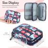 Katech Crochet Hooks Case – Portable Travel Storage Bag with Zipper, Web Pocket, and Holder Slots for Various Crochet Needles (Blue)(Elephant Pattern)