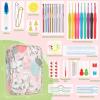 Katech Crochet Hooks Kit with Case, 85-Piece Crochet Hooks Set, Ergonomic Crochet Hook Crochet Needles Weave Yarn Kits DIY Hand Knitting Art Tools for Beginners and Experienced Lovers(Flowers Pattern)
