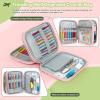 Katech Crochet Hooks Kit with Case, 85-Piece Crochet Hooks Set, Ergonomic Crochet Hook Crochet Needles Weave Yarn Kits DIY Hand Knitting Art Tools for Beginners and Experienced Lovers(Flowers Pattern)