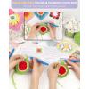 Katech Crochet Kit for Beginners, 50 Granny Squares Crochet Kits for Adults Beginner Learn to Crochets w/Step-by-Step Video Tuturials, Knitting Kit w/1378yds Yarn Granny Square Card Deck- 80% Cotton(Blue-purple gradient)