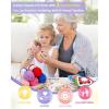 Katech Crochet Kit for Beginners, 50 Granny Squares Crochet Kits for Adults Beginner Learn to Crochets w/Step-by-Step Video Tuturials, Knitting Kit w/1378yds Yarn Granny Square Card Deck- 80% Cotton(Blue-purple gradient)