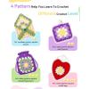 Katech Crochet Kit for Beginners Adults – Coin Purse Crochet Kit with Step-by-Step Instructions, Premium Yarn, Hook & Supplies – Learn-to-Crochet Small Bag, Wallet or Creative Gift(granny square flower)
