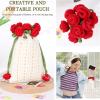 Katech Crochet Kit for Beginners Adults – Coin Purse Crochet Kit with Step-by-Step Instructions, Premium Yarn, Hook & Supplies – Learn-to-Crochet Small Bag, Wallet or Creative Gift(white-red rose)