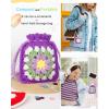 Katech Crochet Kit for Beginners Adults – Coin Purse Crochet Kit with Step-by-Step Instructions, Premium Yarn, Hook & Supplies – Learn-to-Crochet Small Bag, Wallet or Creative Gift(granny square flower)