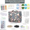 Katech Crochet Kit for Beginners, Beginner Crochet Kit for Adults-Crochet Kits Includes Crochet Hooks Knitting Bag Crochet Yarn for Crocheting Instruction Knitting Kit Crochet Supplies Gift(Little Blue Flower)