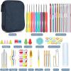 Katech Crochet Kit for Beginners, Beginner Crochet Kit for Adults-Crochet Kits Includes Crochet Hooks Knitting Bag Crochet Yarn for Crocheting Instruction Knitting Kit Crochet Supplies Gift(Blue)
