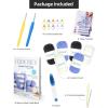 Katech Crochet Kit for Beginners, Striped Tote Bag Crochets Set Includes Yarn Crochet Hooks, Complete Crochets Step-by-Step Guide Needles Accessories Adults Crocheted Starter Kit Crocheter Gift(Black and Bule)