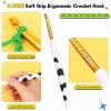 Katech Ergonomic Crochet Hook, Aluminum Soft Grip Crochet Hooks for Beginners and Arthritic Hands, Soft Clay Crochet Needle with Cow Motif and Bead Chain-Ideal Gift for Crocheter (8.0mm)(6.0mm)