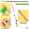 Katech Ergonomic Crochet Hook, Aluminum Soft Grip Crochet Hooks for Beginners and Arthritic Hands, Soft Clay Crochet Needle with Cow Motif and Bead Chain-Ideal Gift for Crocheter (8.0mm)(3.5mm)
