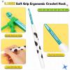 Katech Ergonomic Crochet Hook, Aluminum Soft Grip Crochet Hooks for Beginners and Arthritic Hands, Soft Clay Crochet Needle with Cow Motif and Bead Chain-Ideal Gift for Crocheter (8.0mm)(5.0mm)