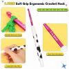 Katech Ergonomic Crochet Hook, Aluminum Soft Grip Crochet Hooks for Beginners and Arthritic Hands, Soft Clay Crochet Needle with Cow Motif and Bead Chain-Ideal Gift for Crocheter (8.0mm)(4.5mm)