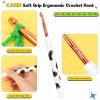Katech Ergonomic Crochet Hook, Aluminum Soft Grip Crochet Hooks for Beginners and Arthritic Hands, Soft Clay Crochet Needle with Cow Motif and Bead Chain-Ideal Gift for Crocheter (8.0mm)(5.5mm)