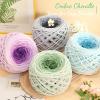 Katech Fluffy Ombre Yarn for Crocheting-2 Pcs of 285g/10.05oz-#6 Super Bulky Velvet Chenille Yarn for Knitting, Soft Fuzzy Gradient Cake Yarns for Baby Blanket, Scarf, Throw Pillow, Doll, hat(Purple)(Green Ombre)