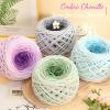 Katech Fluffy Ombre Yarn for Crocheting-2 Pcs of 285g/10.05oz-#6 Super Bulky Velvet Chenille Yarn for Knitting, Soft Fuzzy Gradient Cake Yarns for Baby Blanket, Scarf, Throw Pillow, Doll, hat(Purple)(Pink Ombre)