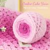 Katech Fluffy Ombre Yarn for Crocheting-2 Pcs of 285g/10.05oz-#6 Super Bulky Velvet Chenille Yarn for Knitting, Soft Fuzzy Gradient Cake Yarns for Baby Blanket, Scarf, Throw Pillow, Doll, hat(Purple)(Pink Ombre)