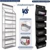Katech Hanging Yarn Storage Organizer, Large Capacity Knitting Organizer Storage with 5 Transparent Compartments 3 Pocket for Yarns Enthusiasts, Over The Door Storage Bag for Crochet Hooks Yarn Balls