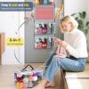 Katech Hanging Yarn Storage Organizer, Over The Door Storage w/Large Capacity Knitting Bag, Yarn Organizers with 6 Zipper Closure Compartments & Detachable Crochet Bag for Yarns Enthusiasts(6 tiers)