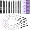 Katech Interchangeable Knitting Needles Set- 9 Pairs Circular Knitting Needles Size 2.5, 4, 5, 6, 7, 8, 9, 10,11, Round Knittings Needle with Cable and Case Accessories for Sweater Sock, Blanket(4.53IN)