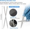 Katech Knitting Needles Set for Beginners, 9 Pairs Circular Knitting Needles Set and 22 Pcs Single Pointed Knitting Needle Set with Tote Bag Knitting Accessories Knit Supplies(9.8 inch（Single Pointed）)