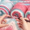 Katech Ombré Yarn for Crocheting-Gradient Cake Yarn-4x100g 60% Cotton 30% Acrylic 10% Wool-Ombré Multicolor Soft Rainbow Cotton Crochet Yarn for Scarves, Shawls, Blankets and Garments(G)(M)