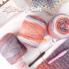 Katech Ombré Yarn for Crocheting-Gradient Cake Yarn-4x100g 60% Cotton 30% Acrylic 10% Wool-Ombré Multicolor Soft Rainbow Cotton Crochet Yarn for Scarves, Shawls, Blankets and Garments(G)(L)