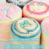 Katech Ombré Yarn for Crocheting-Gradient Cake Yarn-4x100g 60% Cotton 30% Acrylic 10% Wool-Ombré Multicolor Soft Rainbow Cotton Crochet Yarn for Scarves, Shawls, Blankets and Garments(G)(N)
