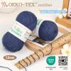 Katech Pure Cotton Yarn for Crocheting & Knitting–Soft Sport Weight CYC #2, 6 Skeins (50g Each, 300g Total), Ideal Crochet Yarn for Dishcloths, Baby Clothes, Socks, Lightweight Scarves（Soft White）(Navy)