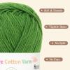 Katech Pure Cotton Yarn for Crocheting & Knitting–Soft Sport Weight CYC #2, 6 Skeins (50g Each, 300g Total), Ideal Crochet Yarn for Dishcloths, Baby Clothes, Socks, Lightweight Scarves（Soft White）(Grass)