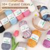 Katech Pure Cotton Yarn for Crocheting & Knitting–Soft Sport Weight CYC #2, 6 Skeins (50g Each, 300g Total), Ideal Crochet Yarn for Dishcloths, Baby Clothes, Socks, Lightweight Scarves（Soft White）(Light Gray)