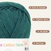 Katech Pure Cotton Yarn for Crocheting & Knitting–Soft Sport Weight CYC #2, 6 Skeins (50g Each, 300g Total), Ideal Crochet Yarn for Dishcloths, Baby Clothes, Socks, Lightweight Scarves（Soft White）(Slate Green)