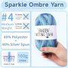 Katech Sparkle Ombre Yarn for Crocheting-3 Pack of 100g/3.53oz-#4 Medium-Glitter Rainbow Yarn for Crocheting, Durable Gradient Hollow Crochet Yarns for Bag, Carpet, Cushion, Doll, Dishcloth(Blue)(Blue Ombre)