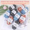 Katech Sparkle Ombre Yarn for Crocheting-3 Pack of 100g/3.53oz-#4 Medium-Glitter Rainbow Yarn for Crocheting, Durable Gradient Hollow Crochet Yarns for Bag, Carpet, Cushion, Doll, Dishcloth(Blue)(Blue Ombre)