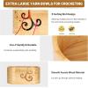 Katech Wooden Yarn Bowl for Knitting, Yarn Holder for Crocheting with 3 Holes, Extra Large Crochet Bowls Wool Storage for Knitter & Crocheter Tangle-Free Crafting, Gifts for Yarn Lovers-11″ x6″ x4.7″