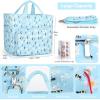 Katech Yarn Storage Bag-Large Capacity Knitting Crochet Bag Organizer-Multipocket Portable Crochet Yarn Storage Organizer for Crocheting Project, Knitting Needles, Crochet Hooks and Yarn(blue floral)
