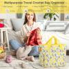 Katech Yarn Storage Bag-Large Capacity Knitting Crochet Bag Organizer-Multipocket Portable Crochet Yarn Storage Organizer for Crocheting Project, Knitting Needles, Crochet Hooks and Yarn(yellow lemon)