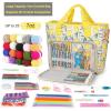 Katech Yarn Storage Bag-Large Capacity Knitting Crochet Bag Organizer-Multipocket Portable Crochet Yarn Storage Organizer for Crocheting Project, Knitting Needles, Crochet Hooks and Yarn(yellow lemon)