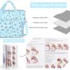 Katech Yarn Storage Bag-Large Capacity Knitting Crochet Bag Organizer-Multipocket Portable Crochet Yarn Storage Organizer for Crocheting Project, Knitting Needles, Crochet Hooks and Yarn(blue floral)