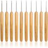 Katech 10 pcs Crochet Hooks Ergonomic Crochet Needles Bamboo Wooden Handle Small Size Crochet Hook (0.75-3.0 mm) Knit Weave Yarn Craft DIY Sewing Tools for Fine Work, Thin Yarn and Lace Knitting