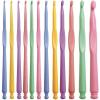Katech 12 pcs Crochet Hooks Different Sizes (2.0-10.0 mm) Ergonomic Plastic Handle Crochet Knitting Needles Set DIY Craft Yarn Weaving Tools for Crochet Enthusiasts to Make Socks, Hat, Scarf, Bag, Cap(pink)