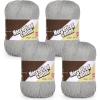 Katech 1OO% Mercerized Cotton Yarn for Crocheting & Knitting–Soft Sport Weight CYC #2, 4 Pcs 3.52 Oz (100g)/273 Yd (250m), Ideal Crochet Yarn for Blankets, Clothes, Opera Cape, Bags, Dishcloth (A)(White gray)