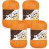 Katech 1OO% Mercerized Cotton Yarn for Crocheting & Knitting–Soft Sport Weight CYC #2, 4 Pcs 3.52 Oz (100g)/273 Yd (250m), Ideal Crochet Yarn for Blankets, Clothes, Opera Cape, Bags, Dishcloth (A)(Orange)