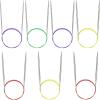 Katech 24 inch (60cm) Circular Knitting Needles Set, 2.75mm-5.00mm Stainless Steel Knitting Needles with Cables, 7 Sizes Round Needle for Sweaters, Hats, Socks, Scarves(32IN)
