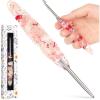 Katech 5.0mm Crochet Hook for Arthritic Hands, Hand-Polished Stainless Steel Ergonomic Crochet Hooks with Customized Sparkle Dried Floral Grip, Soft Tapered Hook-Crochet Gift for Beginner & Crocheter(5.0mm)