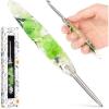 Katech 5.0mm Crochet Hook for Arthritic Hands, Hand-Polished Stainless Steel Ergonomic Crochet Hooks with Customized Sparkle Dried Floral Grip, Soft Tapered Hook-Crochet Gift for Beginner & Crocheter(5.5mm)